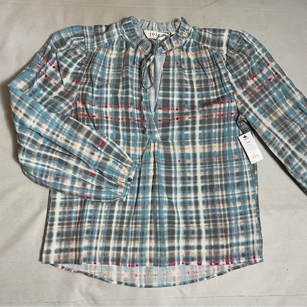 NWT New $198 Joie Jindrah Gathered Printed Cotton Blouse Size S - Picture 12 of 15